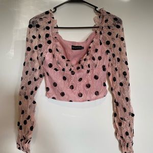 PrettyLittleThing Baby pink Polka dot top